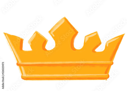 Golden shiny crown with jewel cartoon illustration hand drawing king quuen royal symbol photo