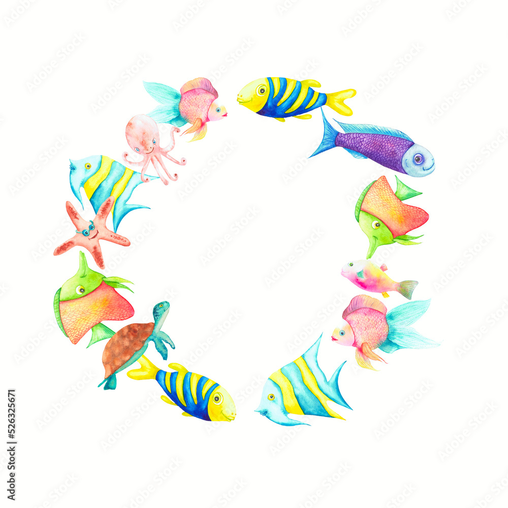 Fototapeta premium Wreath of fish