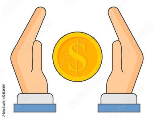  Gold coins stack concept illustration in flat style. treasure of gold wealth with bright sparkles, money gold coins stacks concept of savings and dividends