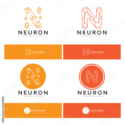 Neuron logo or nerve cell logo design,molecule logo illustration template icon with vector concept