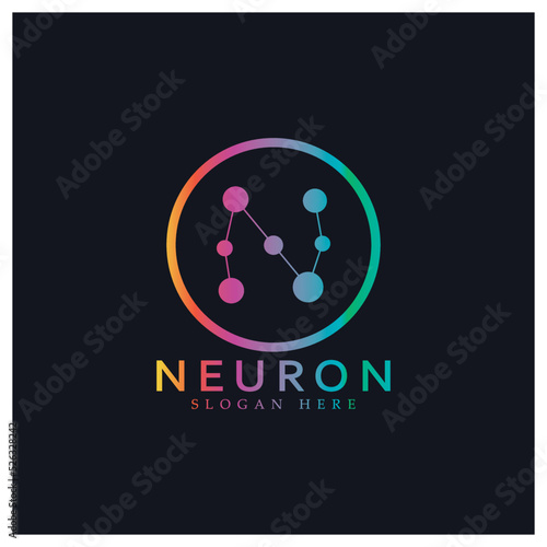 Neuron logo or nerve cell logo design,molecule logo illustration template icon with vector concept