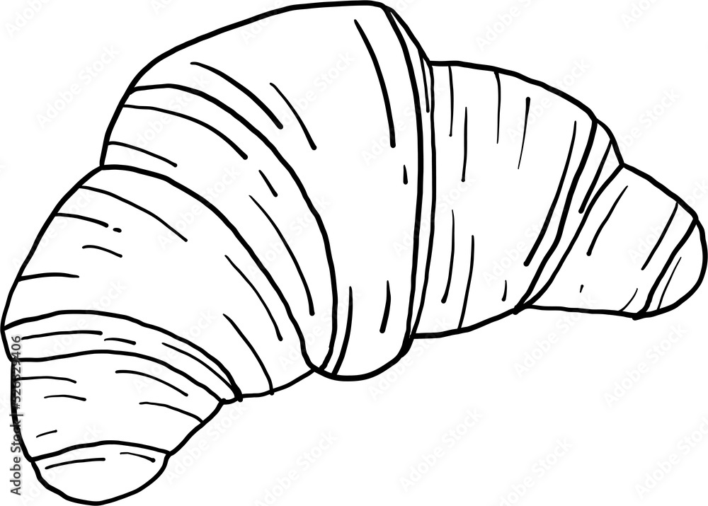 doodle freehand sketch drawing of croissant bread. doodle freehand sketch drawing of croissant bread.