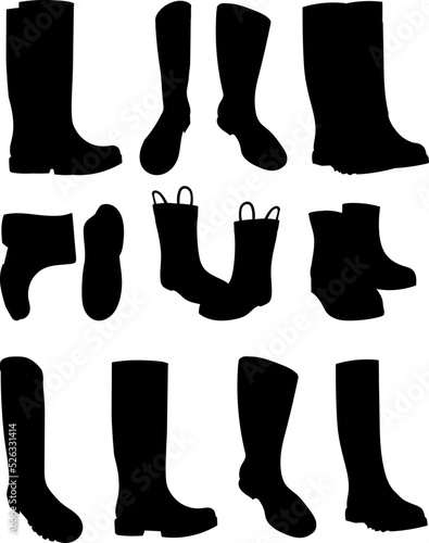 silhouette set of boots isolated, vector