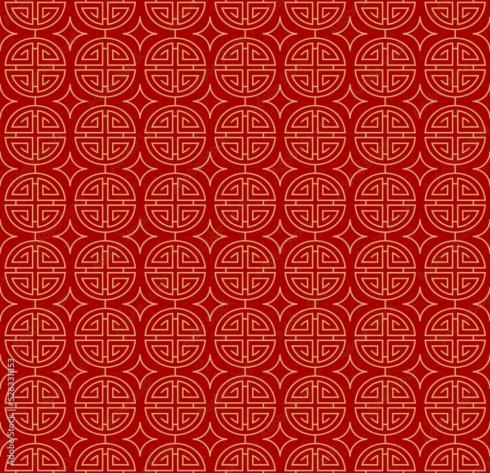 Chinese seamless pattern. oriental pattern red-gold background. vector.