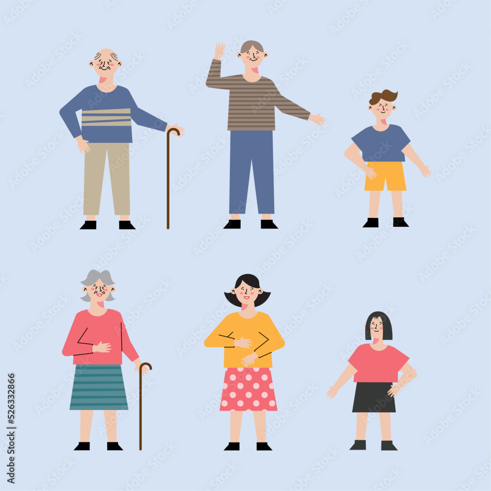six Korean family members six Korean family members