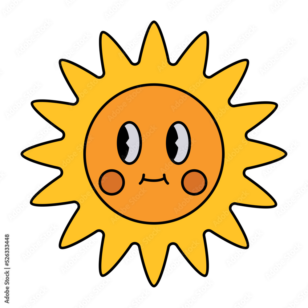 sun cartoon retro character
