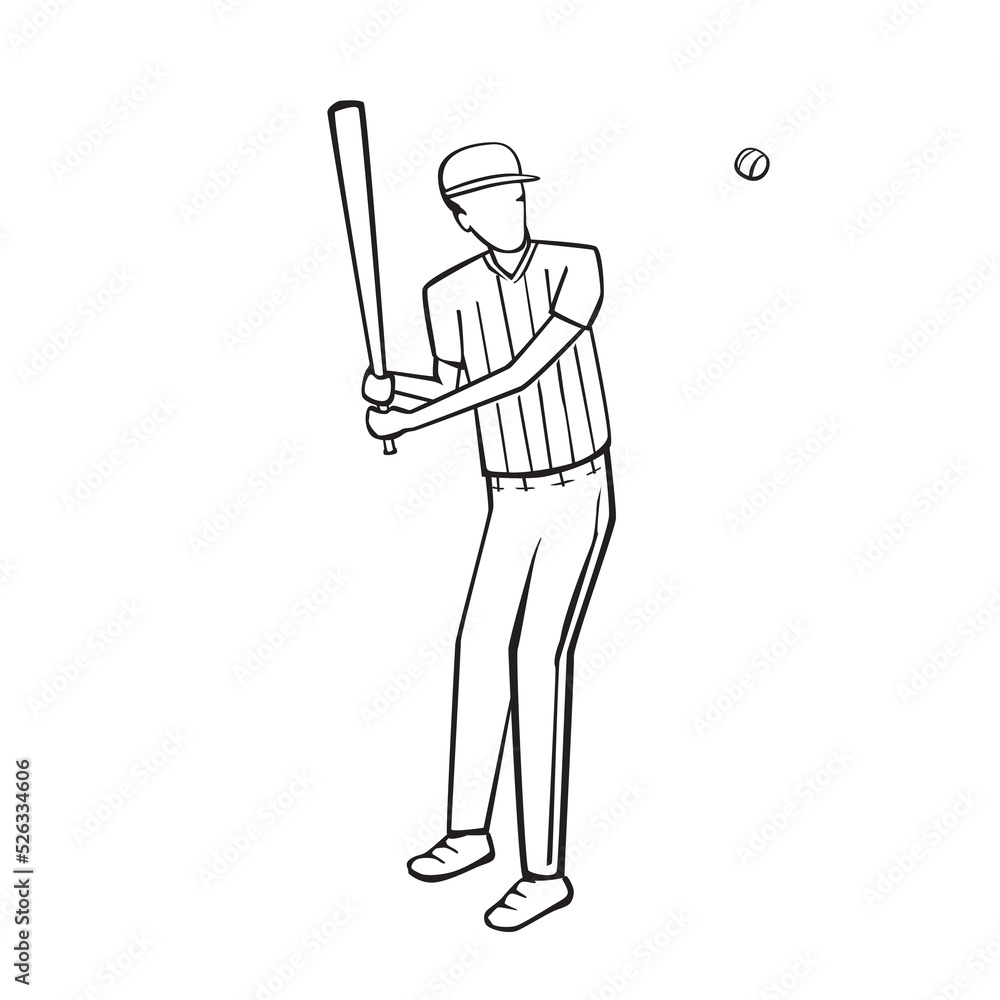 Vector illustration of hand drawn baseball player in action. Sport concept Vector illustration of hand drawn baseball player in action. Sport concept