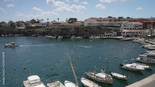 Houses, sea and coastline to marina in Cales Fonts, Es Castell, Mahon, Menorca, Balearic Islands photo