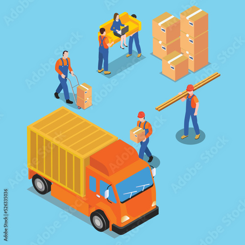 Professional relocation Company isometric 3d vector illustration concept for banner, website, illustration, landing page, flyer, etc.