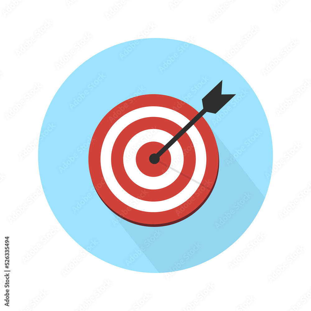 The arrow presses the target button, Focusing on goals, success, successful investment,successful business strategy,targeted investment strategies,icon illustrations and vector The arrow presses the target button, Focusing on goals, success, successful investment,successful business strategy,targeted investment strategies,icon illustrations and vector