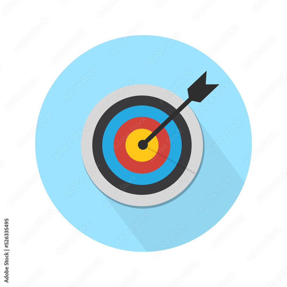 The arrow presses the target button, Focusing on goals, success, successful investment,successful business strategy,targeted investment strategies,icon illustrations and vector The arrow presses the target button, Focusing on goals, success, successful investment,successful business strategy,targeted investment strategies,icon illustrations and vector