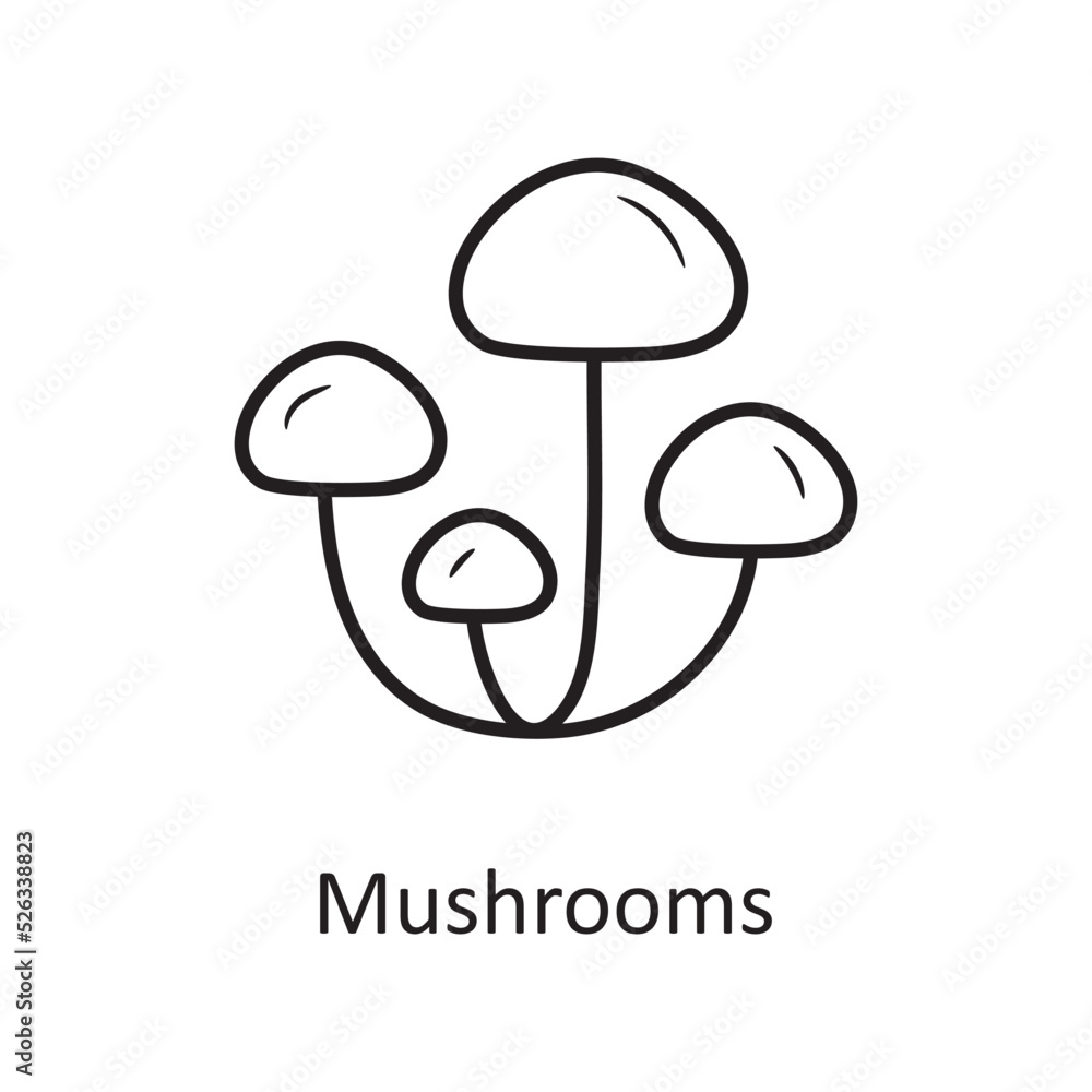 Mushrooms vector Outline Icon Design illustration. Nature Symbol on White background EPS 10 File