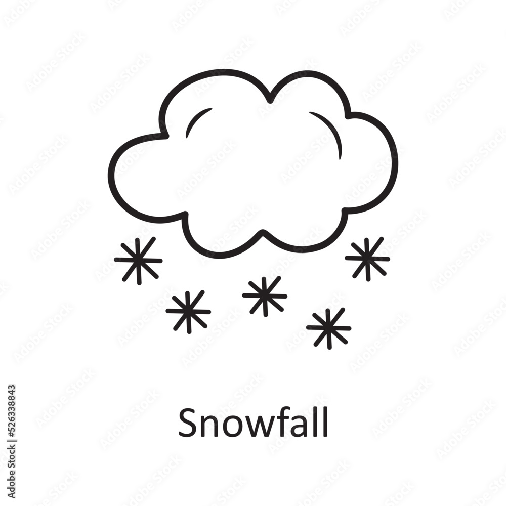 Snowfall vector Outline Icon Design illustration. Nature Symbol on White background EPS 10 File Snowfall vector Outline Icon Design illustration. Nature Symbol on White background EPS 10 File