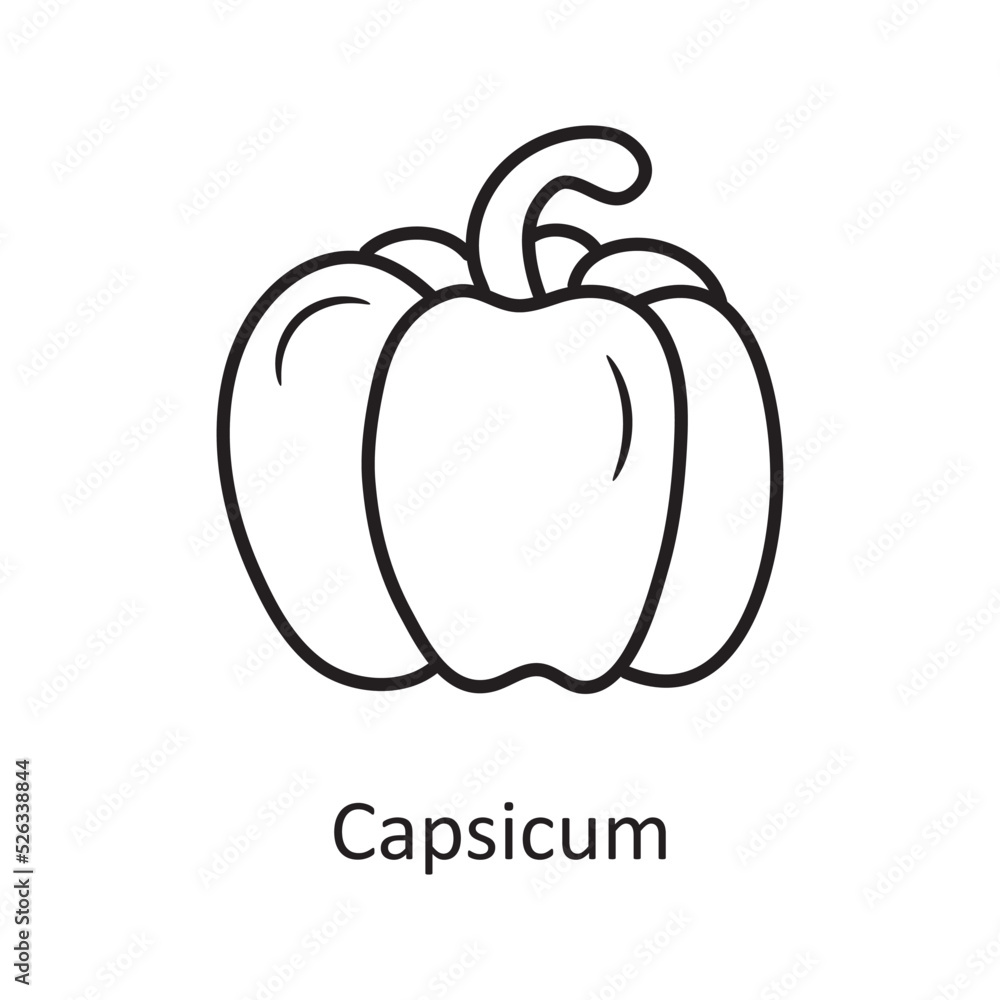 Capsicum vector Outline Icon Design illustration. Nature Symbol on White background EPS 10 File Capsicum vector Outline Icon Design illustration. Nature Symbol on White background EPS 10 File