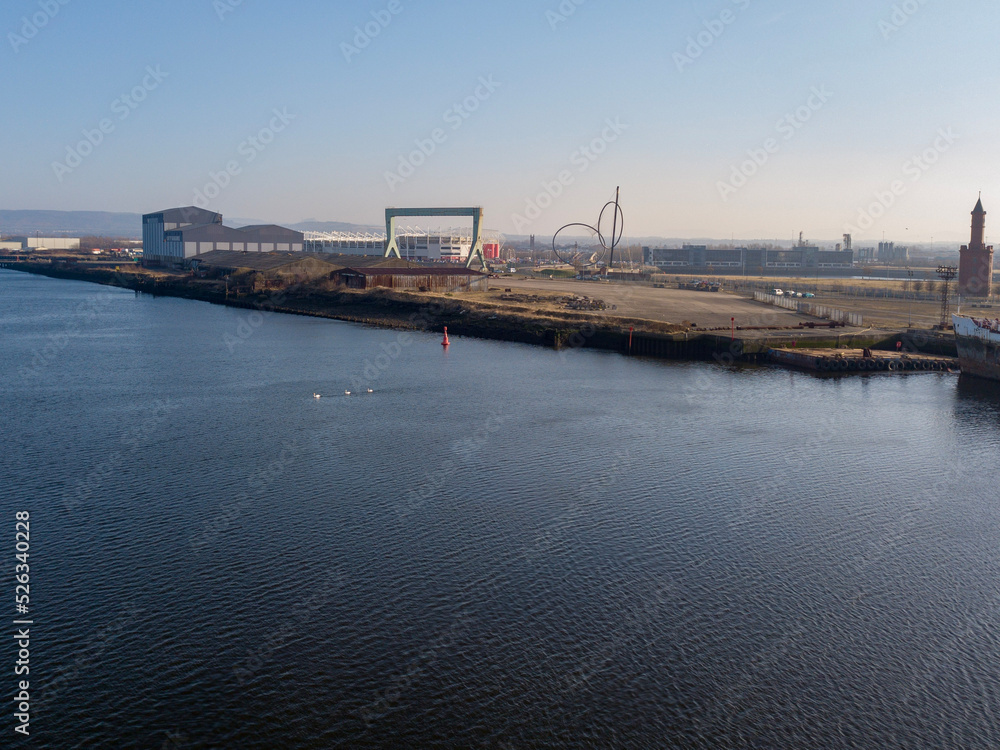 The view of the old industrial area of the River Tees at Middlesbrough