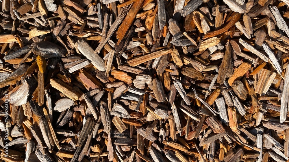 Brown wood chips for landscaping, texture or background Brown wood chips for landscaping, texture or background