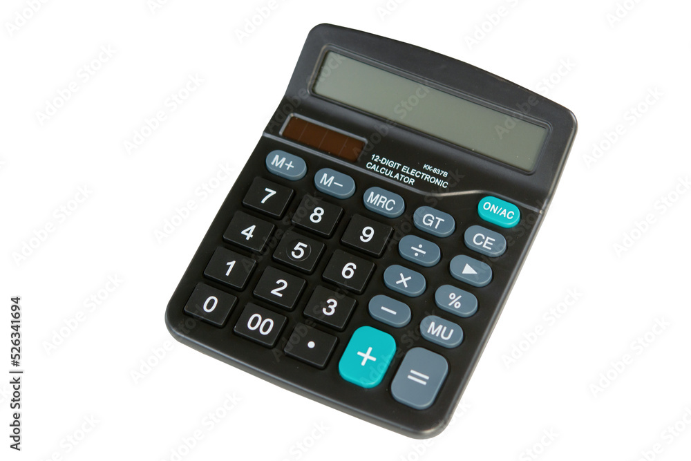 Black calculator isolated on white with clipping path Black calculator isolated on white with clipping path