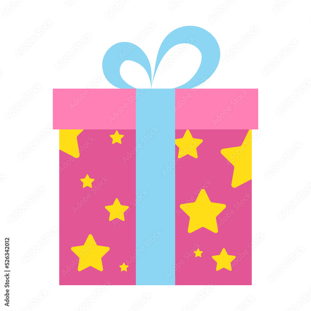Happy birthday party, birthday party, colorful gift box at party, flat vector illustration and icon Happy birthday party, birthday party, colorful gift box at party, flat vector illustration and icon