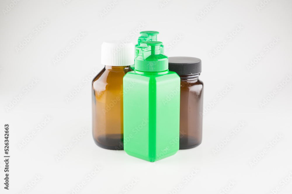 medical glass and plastic cans isolated medical glass and plastic cans isolated