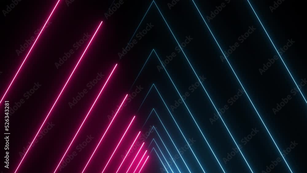 Abstract neon glowing blue pink laser line triangle shape loop animation on black background Abstract neon glowing blue pink laser line triangle shape loop animation on black background