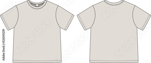 Apparel technical sketch unisex t shirt. Grey color. T-shirt design template.