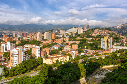 Medellin town city travel view on Robledo and Los Colores districts in Colombia