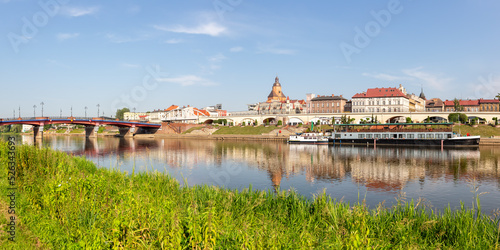 Gorzów Wielkopolski town city panorama at river Warta in Poland