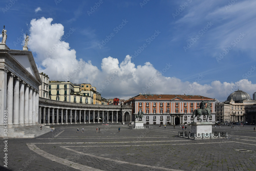 View of the square called Plebiscito  in Naples, the capital of the Campania region, Italy.