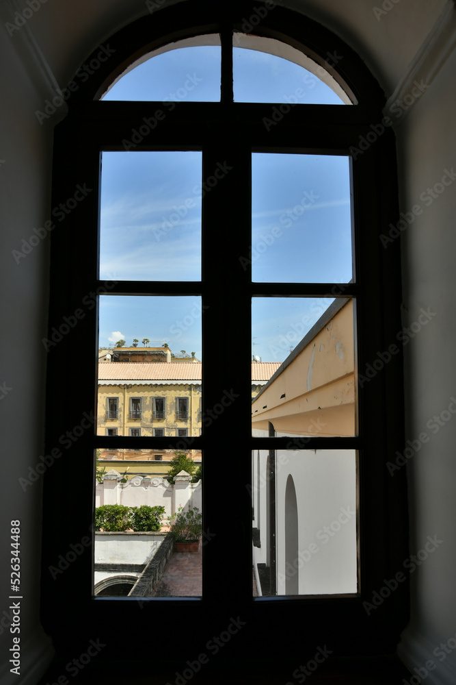 Fototapeta premium A window of the church of Santa Maria la Nova, now a museum, in Naples, Italy.