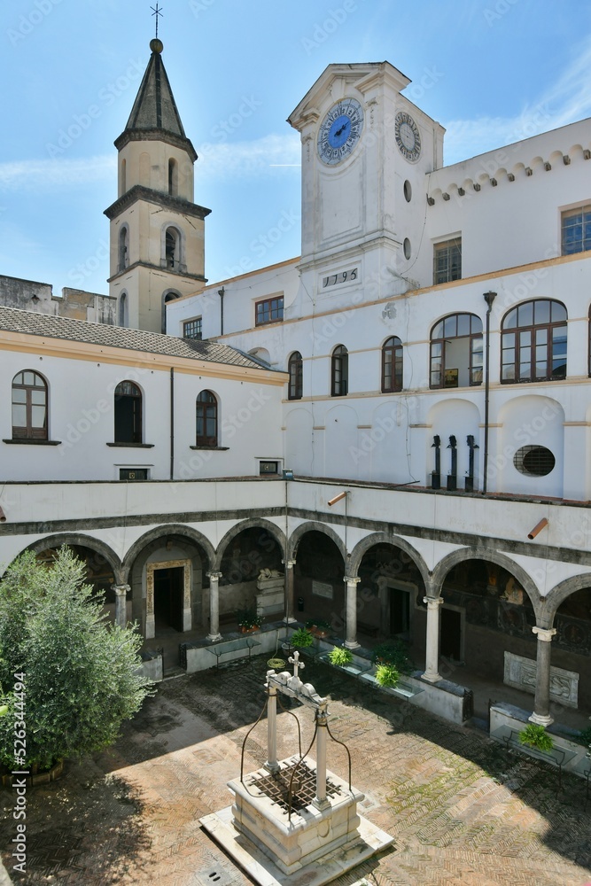 The cloister of the church of Santa Maria la Nova, now a museum, in Naples, Italy.