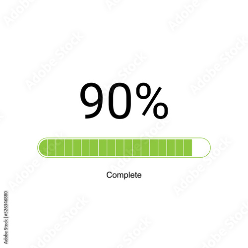 Loading bar progress icons, load sign green vector illustration. System software update and upgrade concept.