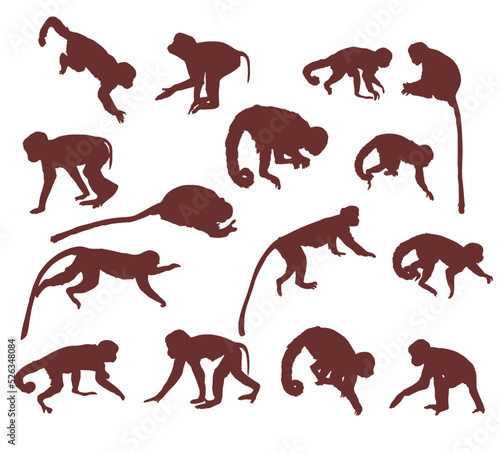 A set of monkey silhouettes (15 pieces)