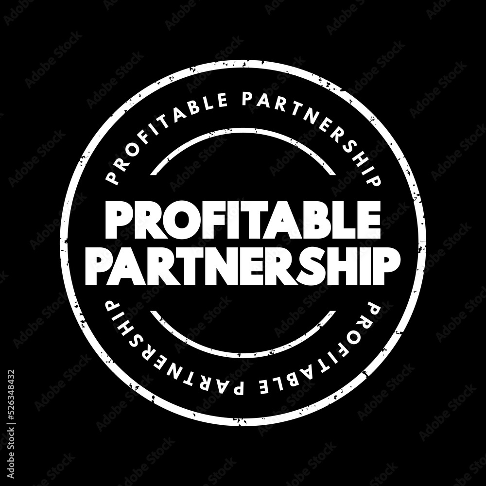 Profitable Partnership text stamp, concept background