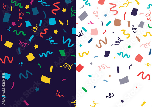 set of confetti backgrounds, colorful vector for party, happy birthday