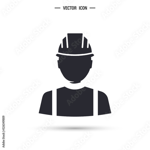 helmeted worker. construction worker, contractor or engineer. isolated editable vector illustration
