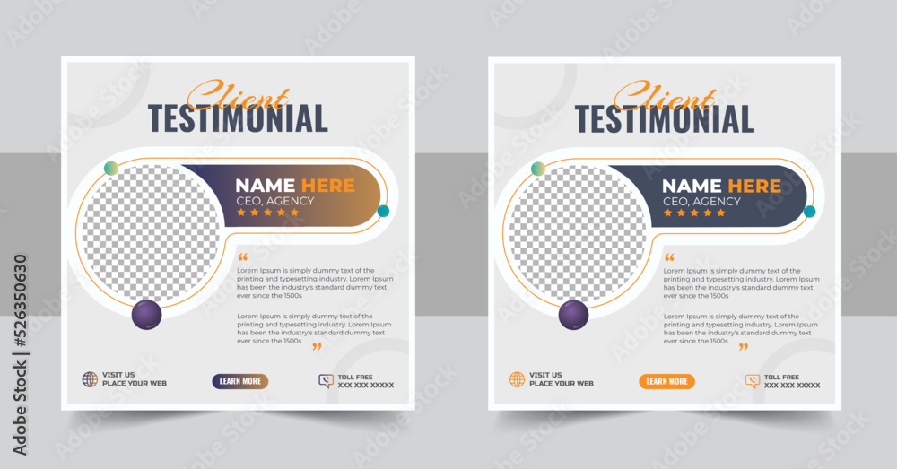 Customer feedback testimonial social media post or web banner template design