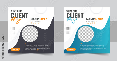 Customer feedback testimonial social media post web banner, client testimonials social media post or web banner design template