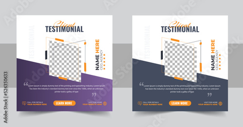 Customer feedback testimonial social media post web banner layout, Client testimonials or customer feedback social media post web banner template
