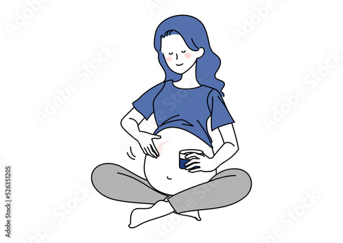 妊娠線予防クリームを塗る妊婦