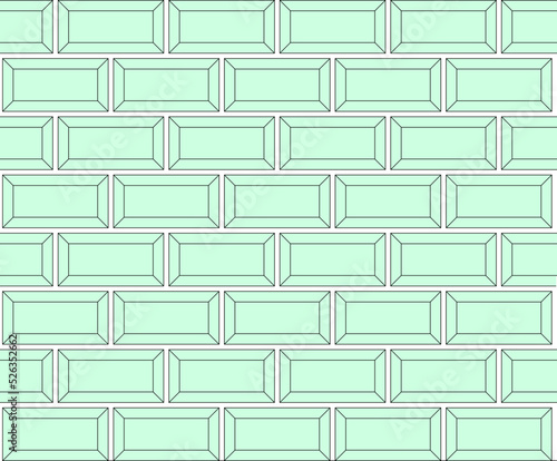 Subway Tiles, Clear Blue Glass, Seamless Pattern, Vector