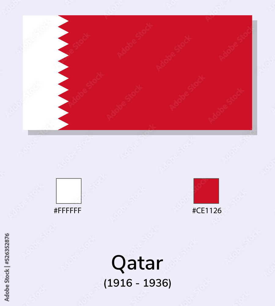 Vector Illustration of Qatar (1916 1936) flag isolated on light blue