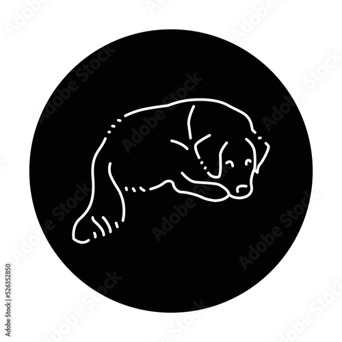 Sitting golden retriever adult color line icon. Pictogram for web page
