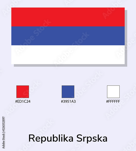 Vector Illustration of Republika Srpska flag isolated on light blue background. Illustration Republika Srpska flag with Color Codes. As close as possible to the original.