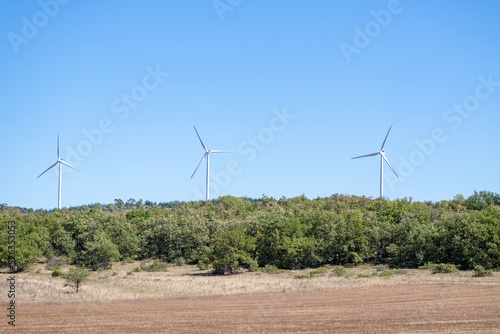 Onshore Horizontal Axis Wind Turbines in South of France, Europe photo