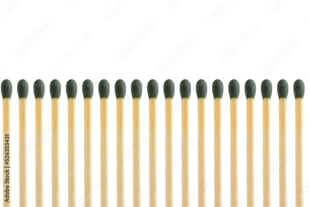 Row of matches light background closeup. Row of matches light background closeup.