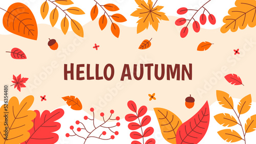 Flat Autumn Season Leaves Background for Wallpaper or Presentation
