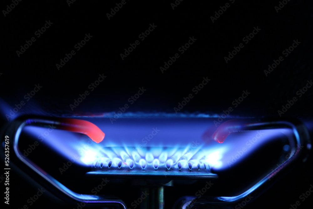 the blue flame from a gas stove