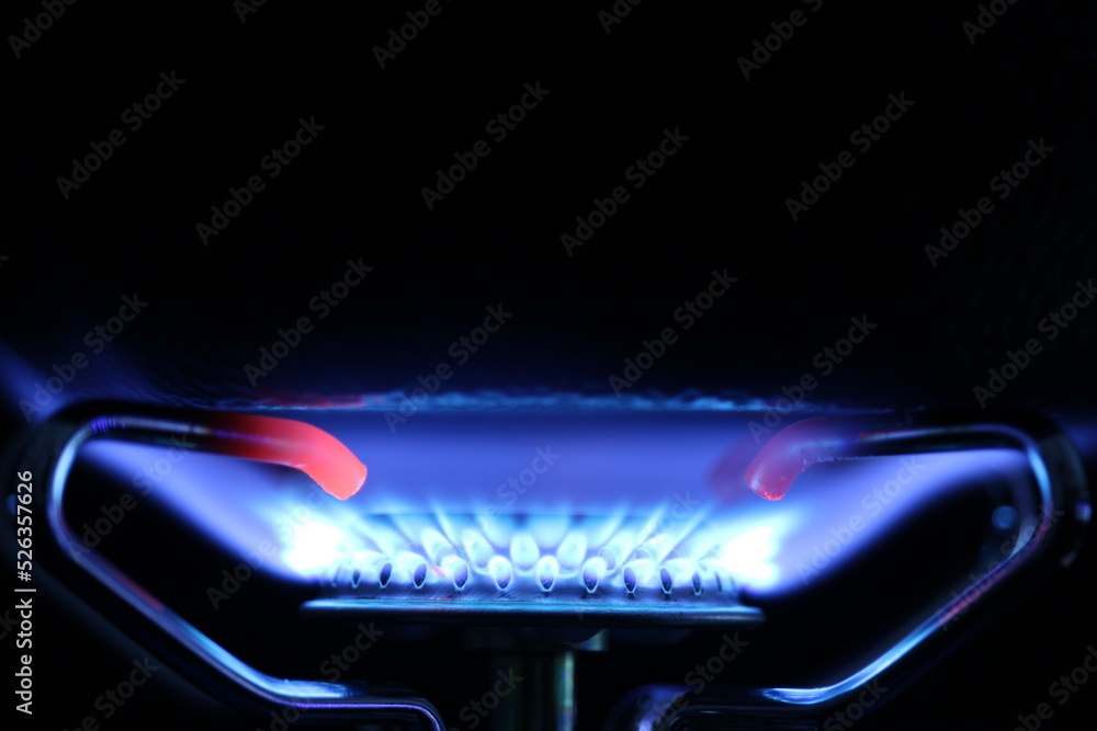 the blue flame from a gas stove