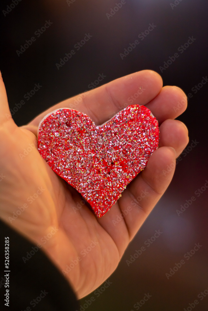 Fototapeta premium Corazon en mano pupurina