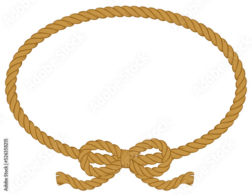 コンパクトでシンプルな楕円のリボン付きロープのフレーム（茶色いロープ）